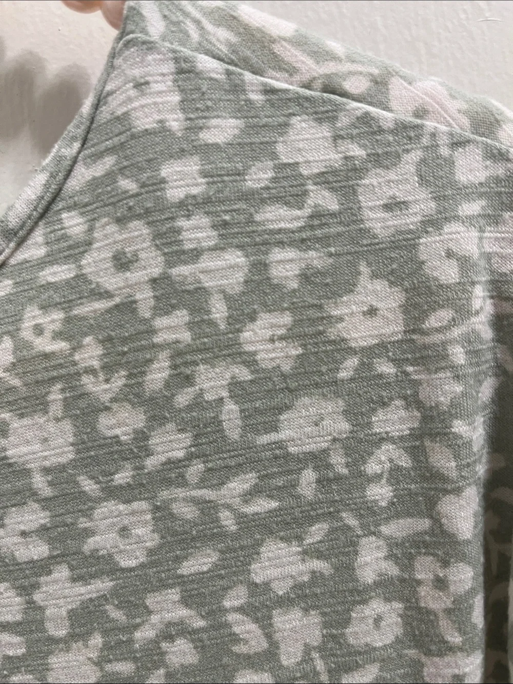 Sage Green Floral Printed Peplum V-Neck Top